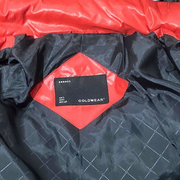 Coldwear Women’s Down Feather Red Removable Fur Hood Puffer Jacket Coat Size L - Picture 11 of 12